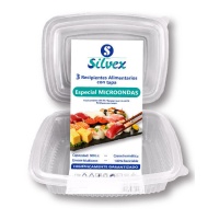 Envase de 0,5 L desechable con tapa bisagra - 3 unidades