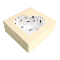 Caja de 14 x 13 x 5 cm para galletas champán corazones