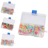Caja de cuentas para pulseras con abalorios surtidos rectangular