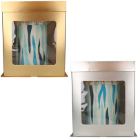 Caja de 26 x 26 x 29,4 cm para tarta color metálico con ventana - 1 unidad
