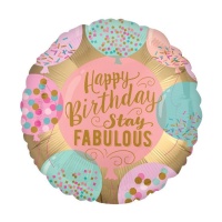 Globo redondo de Happy Birthday Stay Fabulous de 45 cm - Anagram