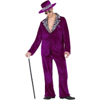 Disfraz de mafioso morado para hombre