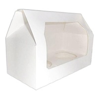 Caja para 2 cupcakes blanca con ventana
