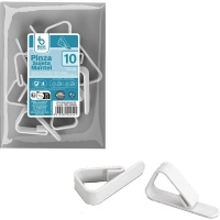 Pinza sujeta manteles blanca de plástico - 10 unidades