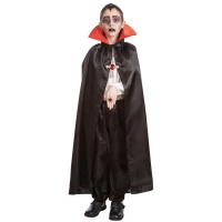 Capa de 97 cm de vampiro con cuello rojo infantil