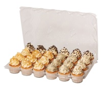 Caja para 24 cupcakes de plástico transparente - 3 unidades