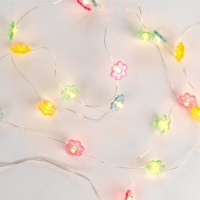 Guirnalda con luces led de flores de colores a pilas - 2,20 m