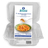 Envase de 1 L desechable con tapa bisagra