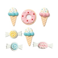 Figura de azúcar de Donuts, helados y caramelos - Decora - 7 unidades
