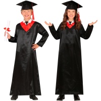 Disfraz de diplomado negro y rojo infantil