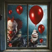 Decoración para ventana de payaso asesino de 30 x 40 cm - 2 hojas