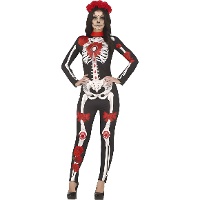 Disfraz de Catrina rojo y negro para mujer