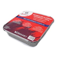 Envase de 24,7 x 5,9 cm desechable cuadrado con tapa - 3 unidades