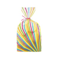 Bolsa para dulces de rayas a colores de 10 x 24 cm - Wilton - 20 unidades