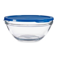 Tupper de 2,5 L de cristal redonda con tapa azul