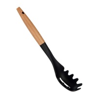 Cuchara de pasta de 33,5 cm negra con mango de madera
