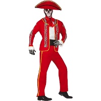 Disfraz de día de los muertos rojo para hombre