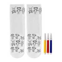 Calcetines con dibujos de niños para colorear infantiles - 1 par