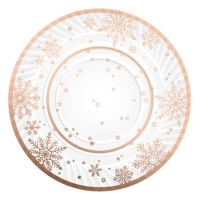 Bandeja de 30 cm de cartón redonda de Rose Gold Snow - 1 unidad