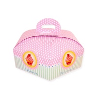 Caja de 30 x 30 x 10 cm para tarta hexagonal con asa