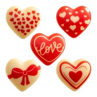 Figuras de chocolate blanco de corazones - 70 unidades