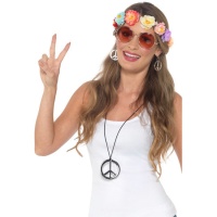 Set de hippie con cinta, gafas, pendientes y collar