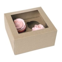 Caja para 4 cupcakes color kraft - 2 unidades
