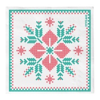 Servilletas de 12,5 x 12,5 cm Nordic blanco - 30 unidades