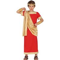 Disfraz de romano rojo y dorado para niño