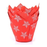 Cápsulas tulipán de papel para muffins de estrella navideña - House of Marie - 36 unidades