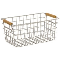 Cesta metal M asa de madera natural