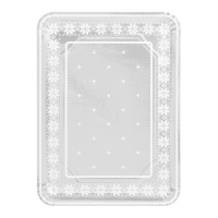 Bandeja de 34 x 25 cm de cartón rectangular bordado plateado - 2 unidades
