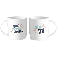 Taza de 350 ml Que sería de mí sin tí motas - 2 unidades