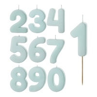 Vela de número azul bebé de 5,5 cm - 1 unidad