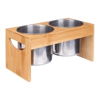 Bote para utensilios doble con soporte de bambú