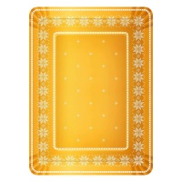 Bandeja de 34 x 25 cm de cartón rectangular de bordado dorado - 1 unidad