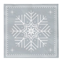 Servilletas de 16,5 x 16,5 cm de Winter plateado - 30 unidades