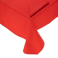Mantel de 1,50 x 1,50 m de tela rojo Lurex con 4 servilletas