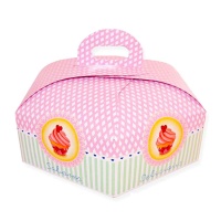 Caja de 40 x 40 x 10 cm para tarta hexagonal con asa