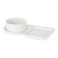 Bol de 13,4 cm y plato de porcelana de 32,5 x 17,5 cm para brunch - 2 piezas