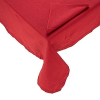 Mantel de 1,50 m de tela rojo con vainica con 4 servilletas