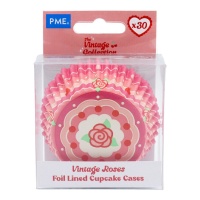 Cápsulas para cupcakes Rosas Vintage - 30 unidades