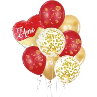 Bouquet de globos de San Valentín Te Amo - 9 unidades