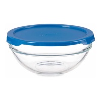 Tupper de 0,595 L de cristal redonda con tapa azul