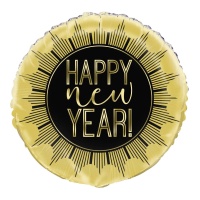Globo redondo de Happy New Year dorado de 46 cm - Grabo