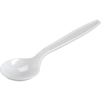 Cucharas de 16,6 cm de plástico blanco - 100 unidades