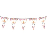 Banderín Unicornio floral de 2,4 m