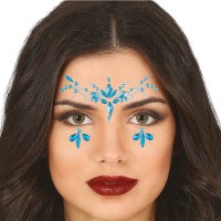 Joyas adhesivas faciales y para manos azules