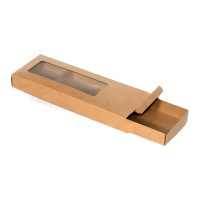 Caja para turrón kraft con ventana de 25,5 x 9 x 3 cm
