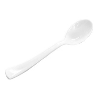 Cucharas de 13 cm de plástico blanco premium - 50 unidades